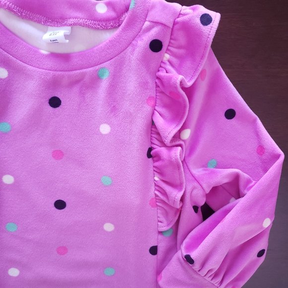 GAP BABY Purple Velvetty 💜 Polka Dot Top with Ruffles - Picture 1 of 6